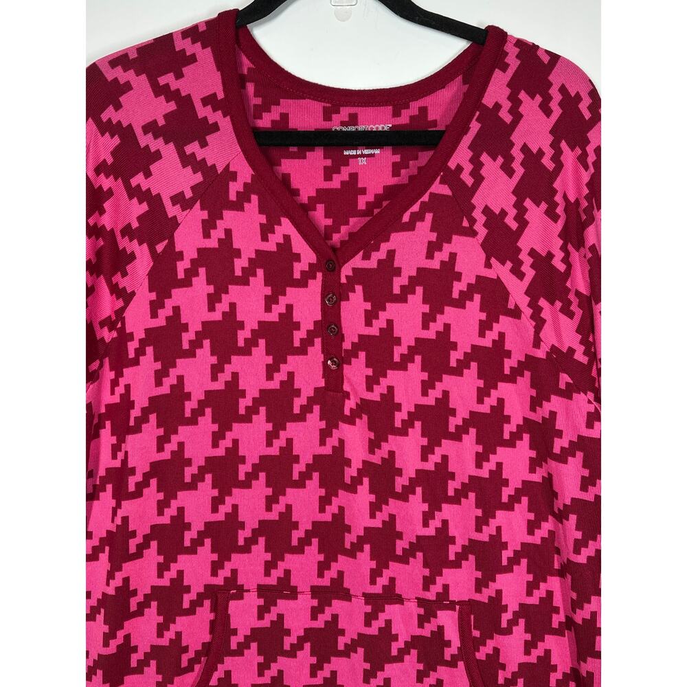Comfort Code Pink and Burgundy Pajama Top